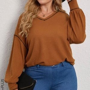 Waffle knit long sleeve shirt